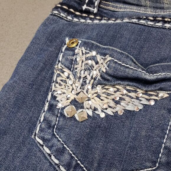 Cartise Denim medium-wash embroidered & beaded jeans. Size 10 - Picture 4 of 15